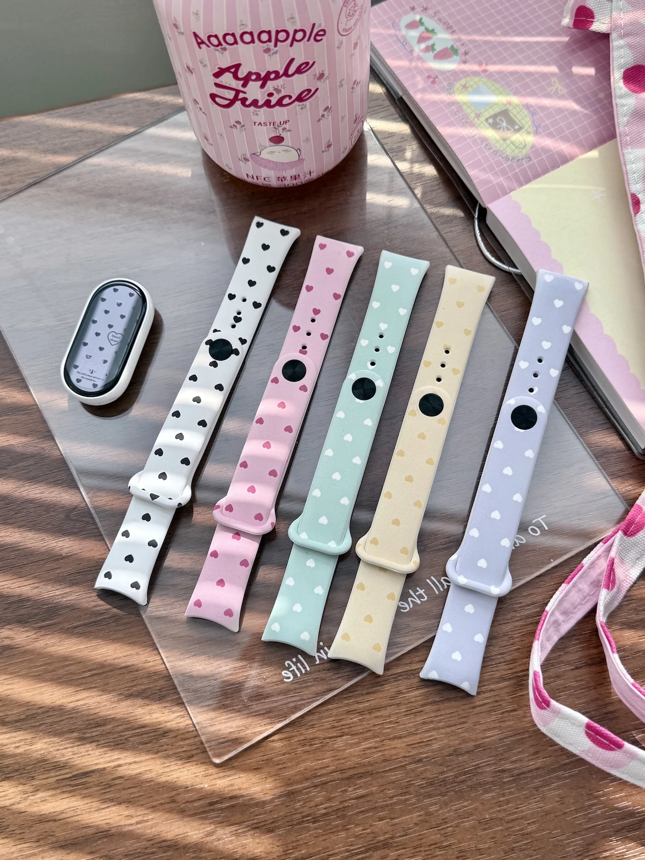 Pastel Mini Heart Silicone Strap Fit Xiaomi Band 8 9 10 Macaron Tiny Heart Skin-Friendly Sport Accessory For Teen Girls