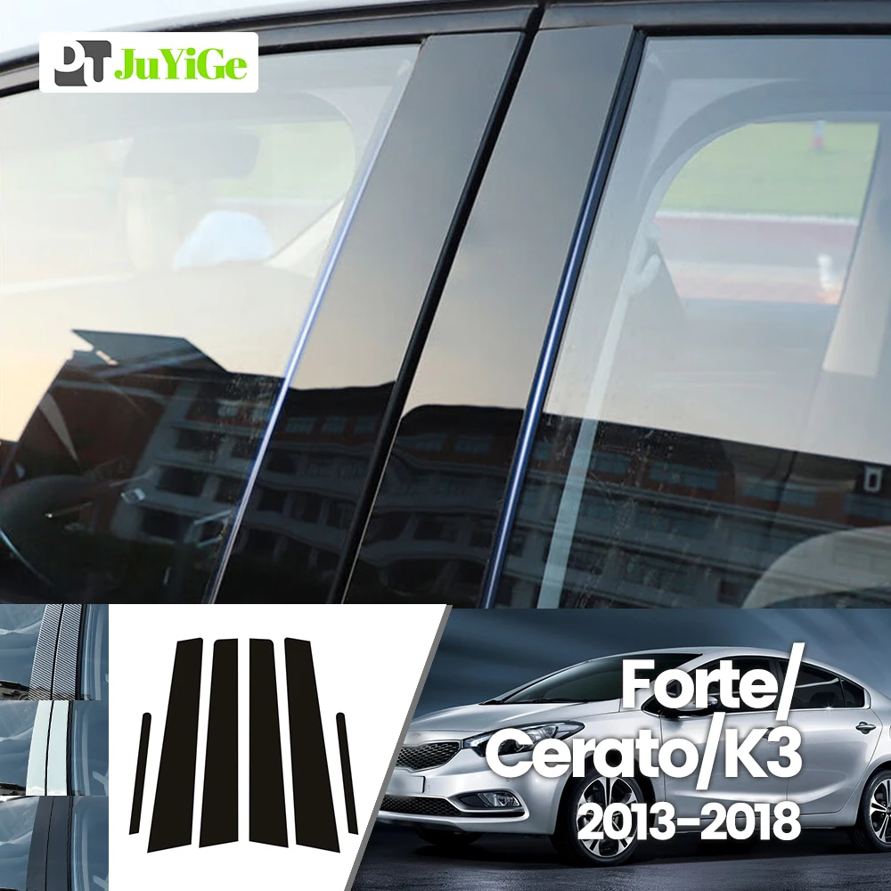 

For Kia Forte Cerato K3 2013-2018 2014 2015 2016 2017 Bright Black Carbon Fibre Window Door B C Sticker