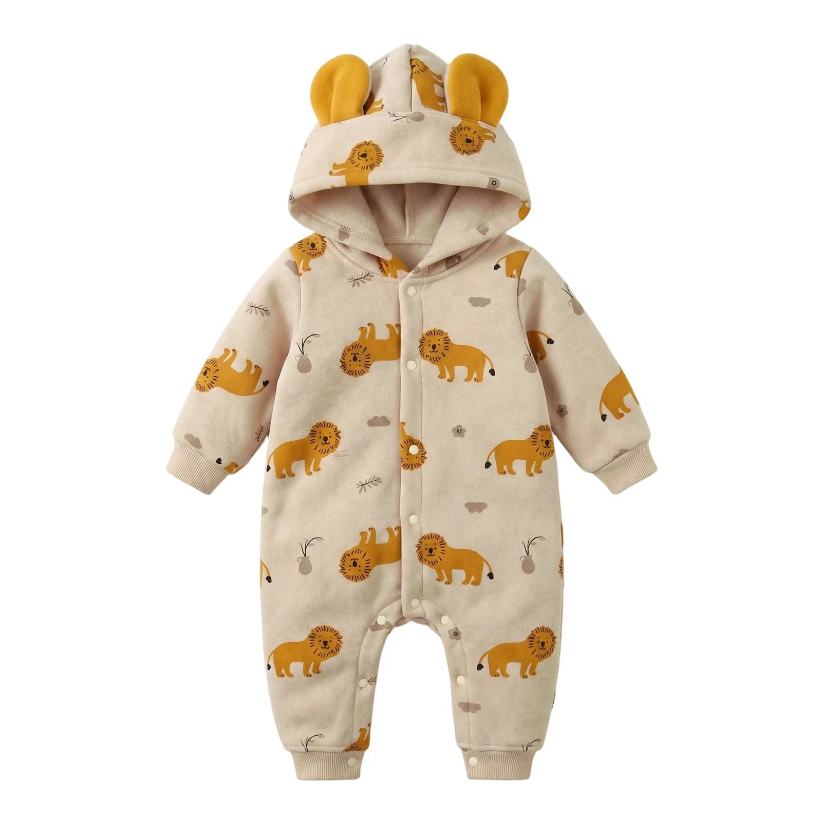 Winter-Wärme-Baby-Overalls für Jungen, Langarm, Verdickt, mit Kapuze, Niedlicher Cartoon-Tierdruck, Kleidung für Säuglinge – Detail 2