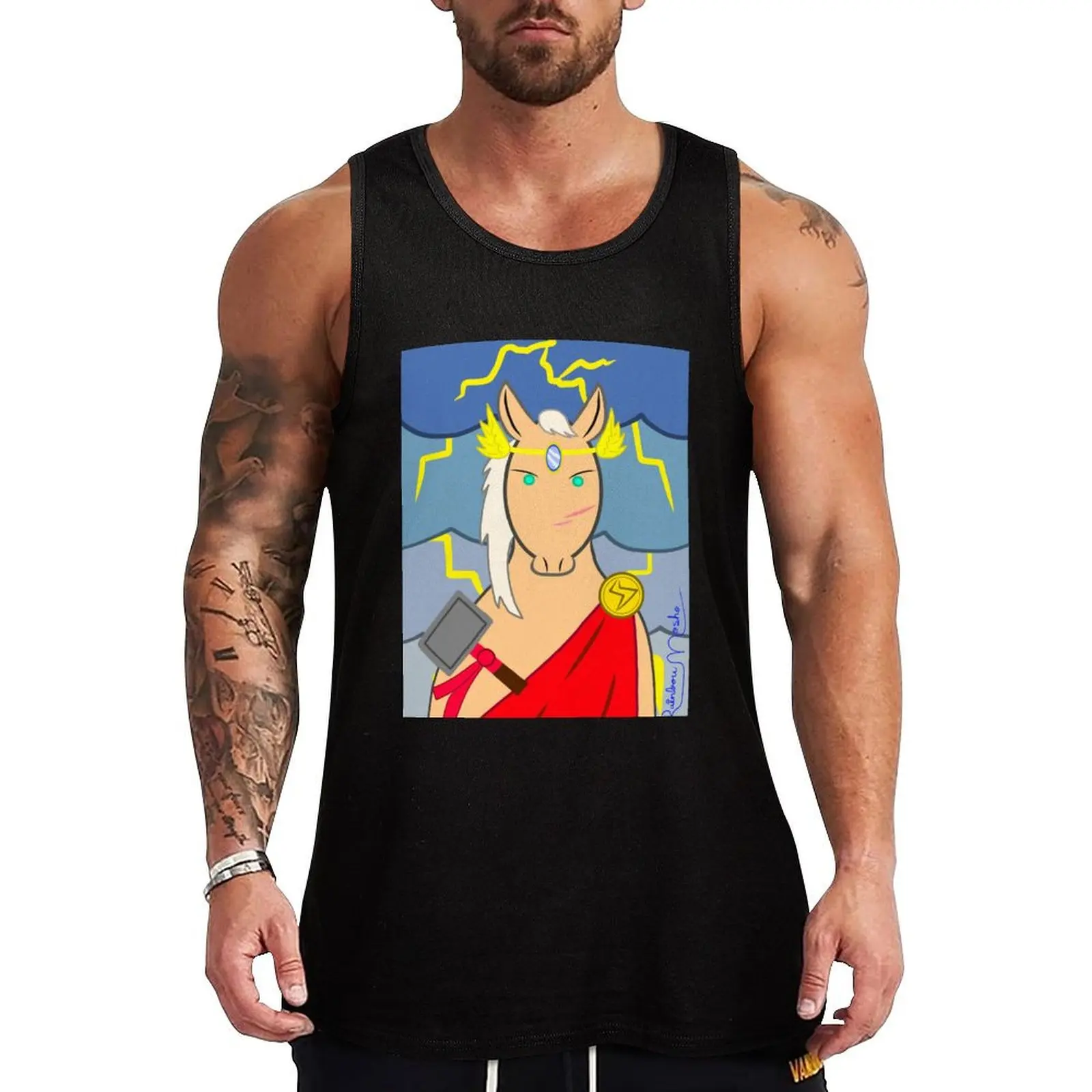 Thor as a Horse Tank Top Art Print Tank Top Creative Graphic Sleeveless Shirt