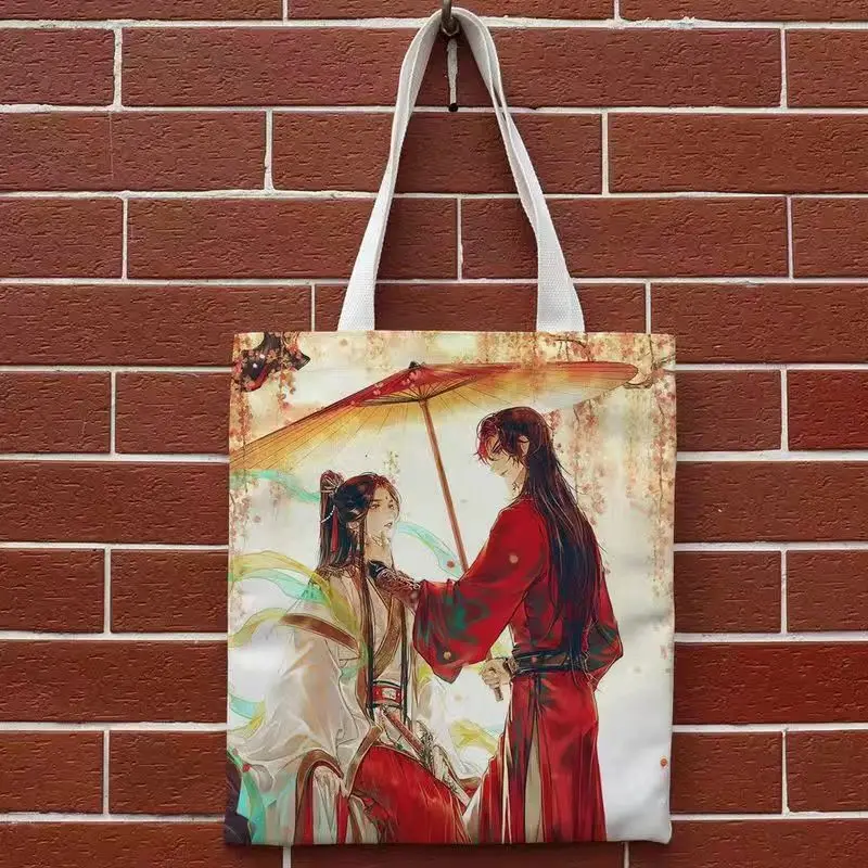 Anime Tian Guan Ci Fu Tote Books Bag Heaven Official’s Blessing Hua Cheng Xie Lian Canvas Casual Shopping Shoulder Bag Handbag