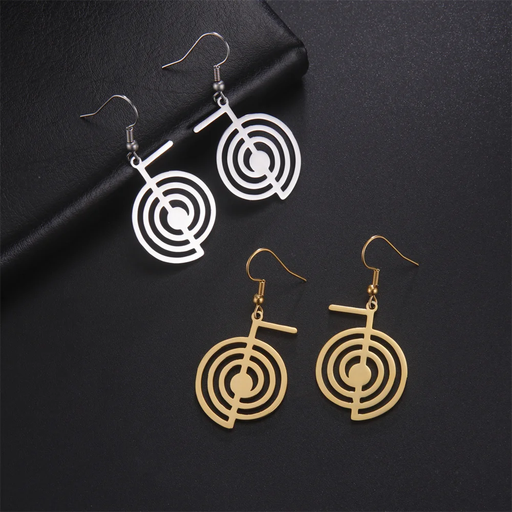 EUEAVAN Cho Ku Rei Drop Earrings Stainless Steel Reiki Protection Healing Chokurei Earring Sacred Geometry Energy Amulet Jewelry