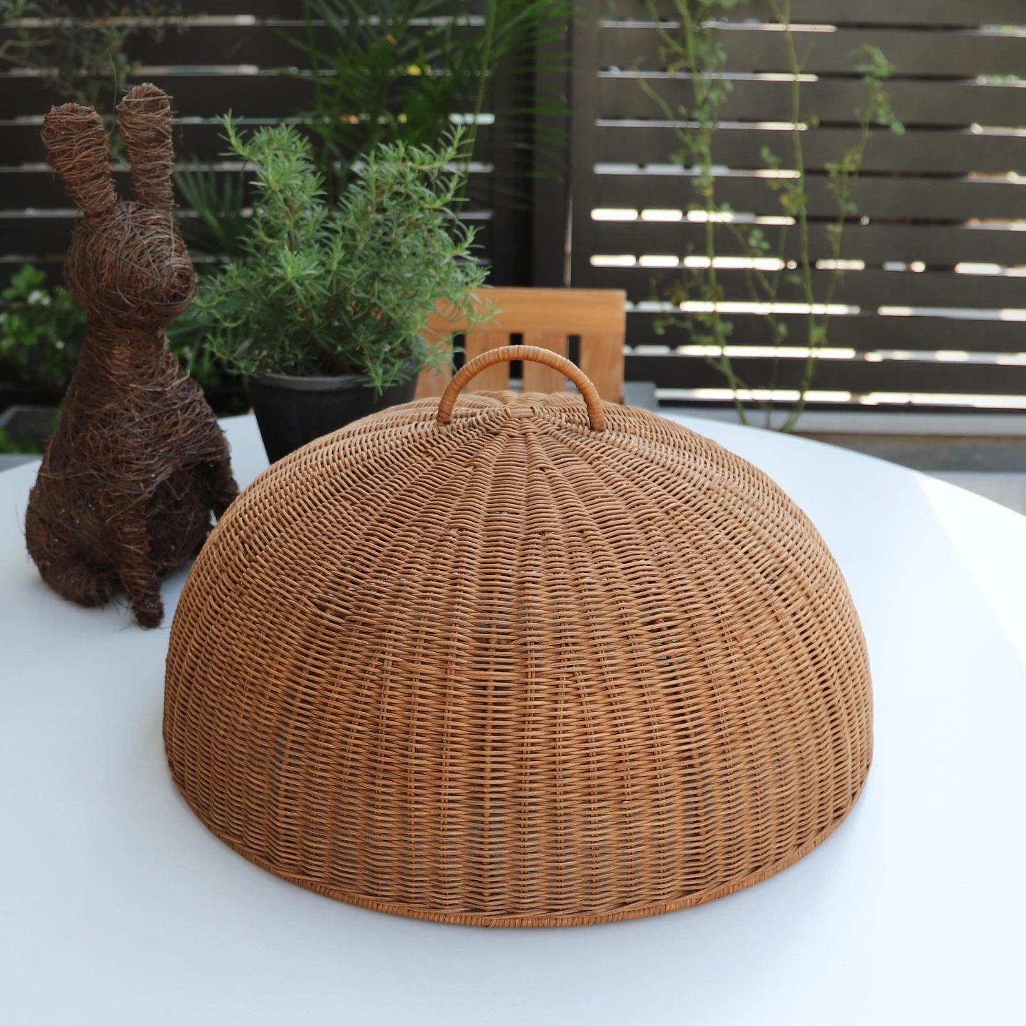 غطاء غبار الروطان الطبيعي للأغذية المنزلية غطاء طاولة طعام خضروات ممتازة مستديرة #3