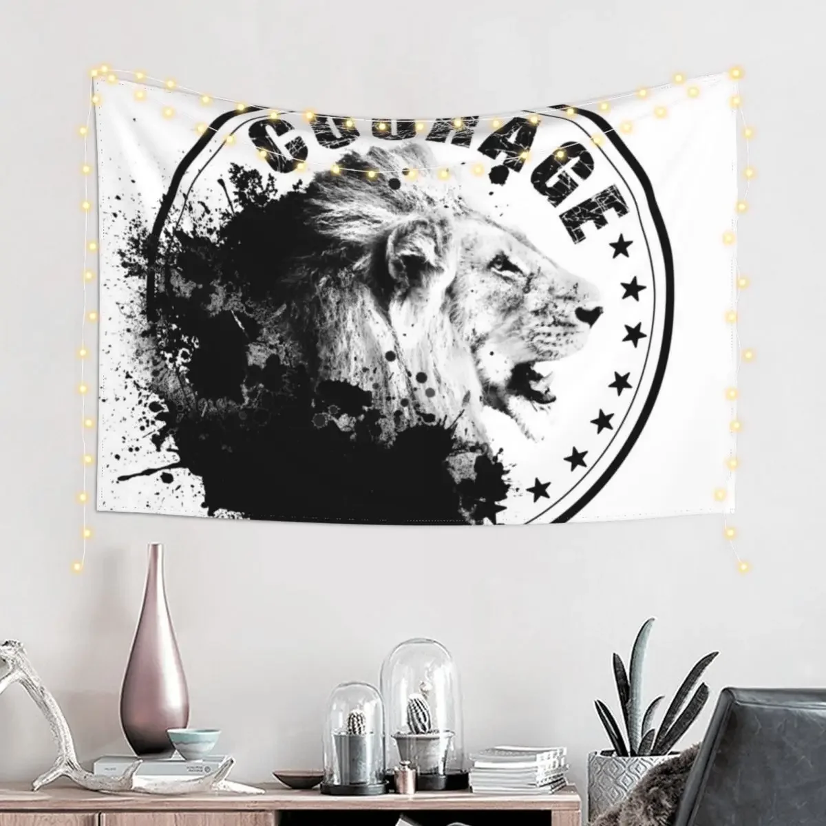 Lion Courage Wildlife Inspire animal Tapestry Room Decorations Aesthetic Cute Room Things Bathroom Decor Tapestry