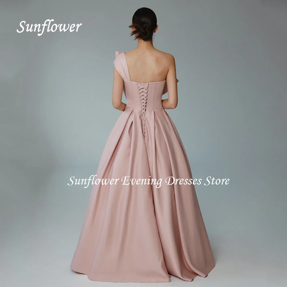 Zonnebloem Roze One-Shoulder Eenvoudige Schoonheid Bruid Trouwfeest Jurk Backless Korea Beautifs Fotografie Trouwjurken Voor Vrouwen