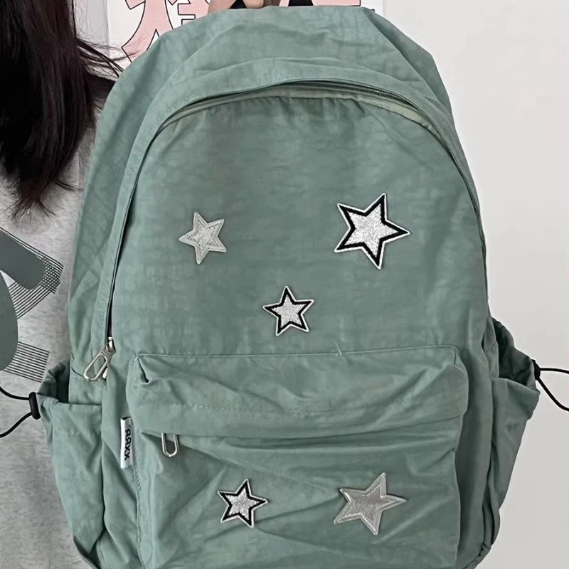 Korean Women Fashion Simple Star Laptop Bags All Match Y2k Trendy Casual Schoolbags High-capacity Vintage Backpacks for Students