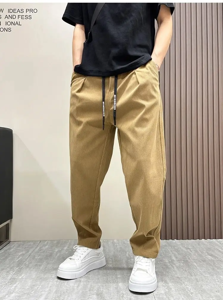 2025 Men Spring and Autumn New Straight-leg Casual Trendy Brand Harun Loose Versatile Solid Color Work Pants