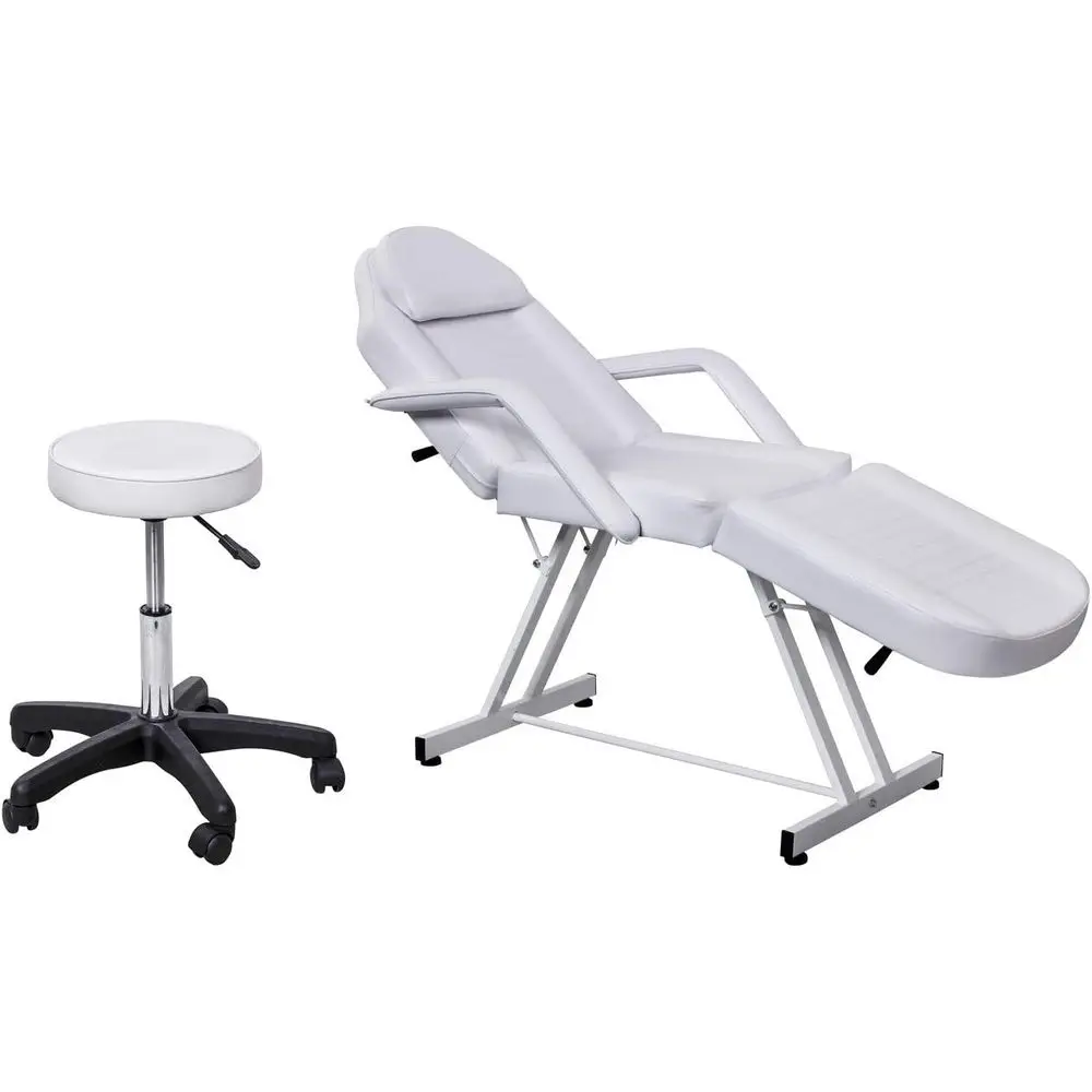 Leather Upholstered Professional Massage Table with Chair and Stool for Beauty, Barber, and Tattoo Services