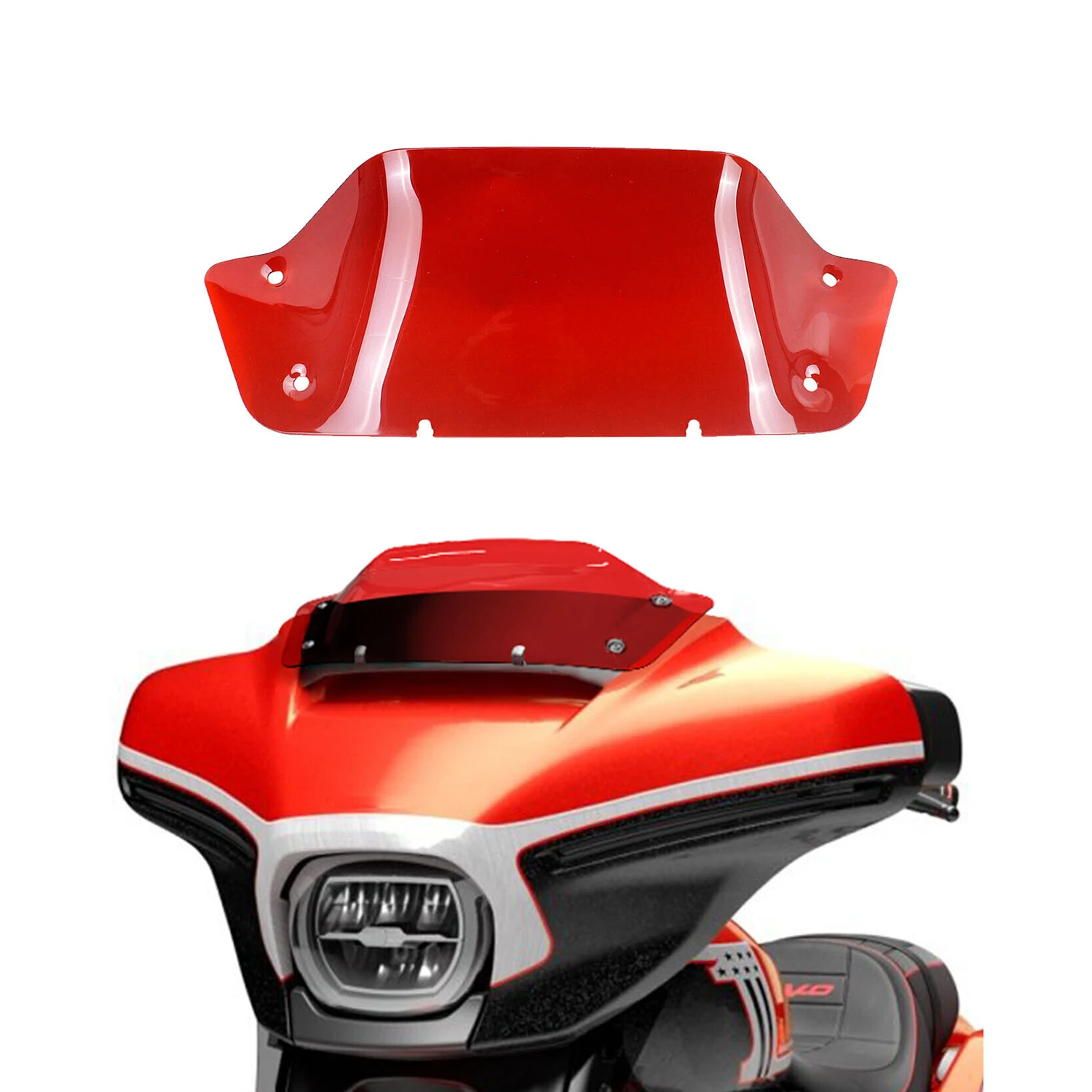 Splitter antivento per parabrezza rosso da 8,0" per Harley CVO Street Glide FLHXSE 2023-2024