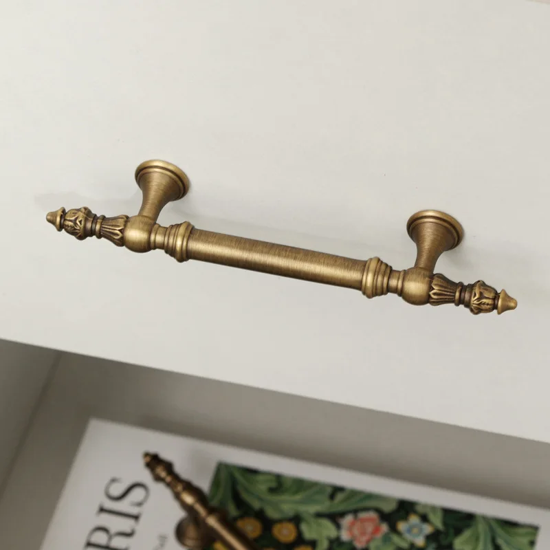 Solid Brushed Antique Brass Handle Kitchen Cabinet Pull Bedroom Wardrobe Drawer Knob Furniture Cabinet Handles