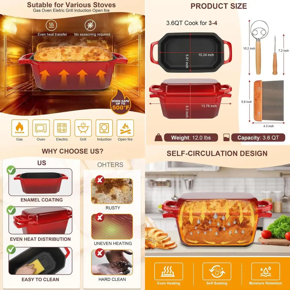 

Cast Iron Dutch Oven Skillet Lid for Bread Baking Pre-Seasoned