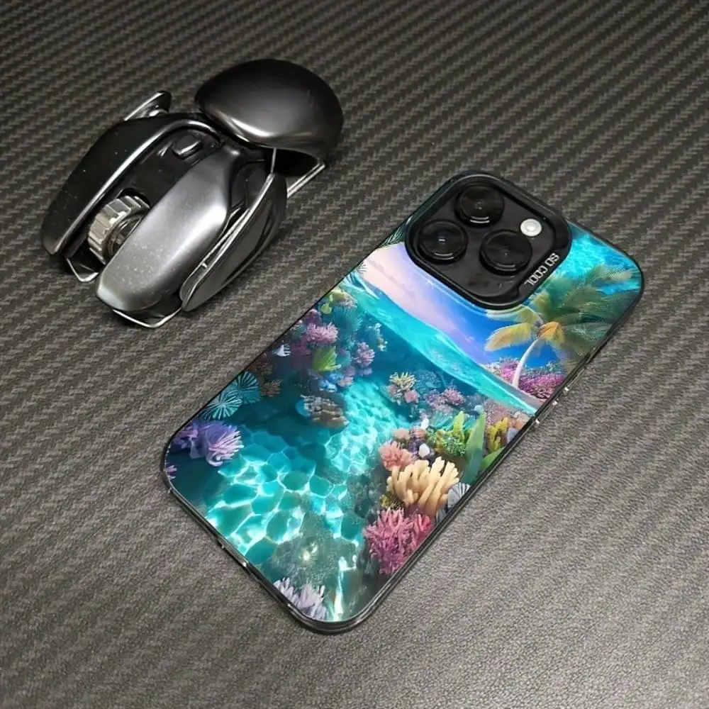

Submarine Beautiful scenery Design phone case for iPhone 16 15 14 13 12 11 Pro/ Max/Plus shock-proof rear cover anti-fingerprint