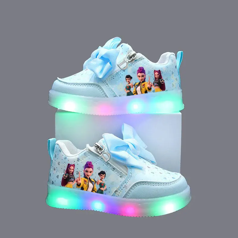 Kpop Demon Hunter LED baskets pour enfants enfants chaussures lumineuses Anime filles chaussures de Tennis décontractées Zoey Mira Rumi chaussures pour tout-petits