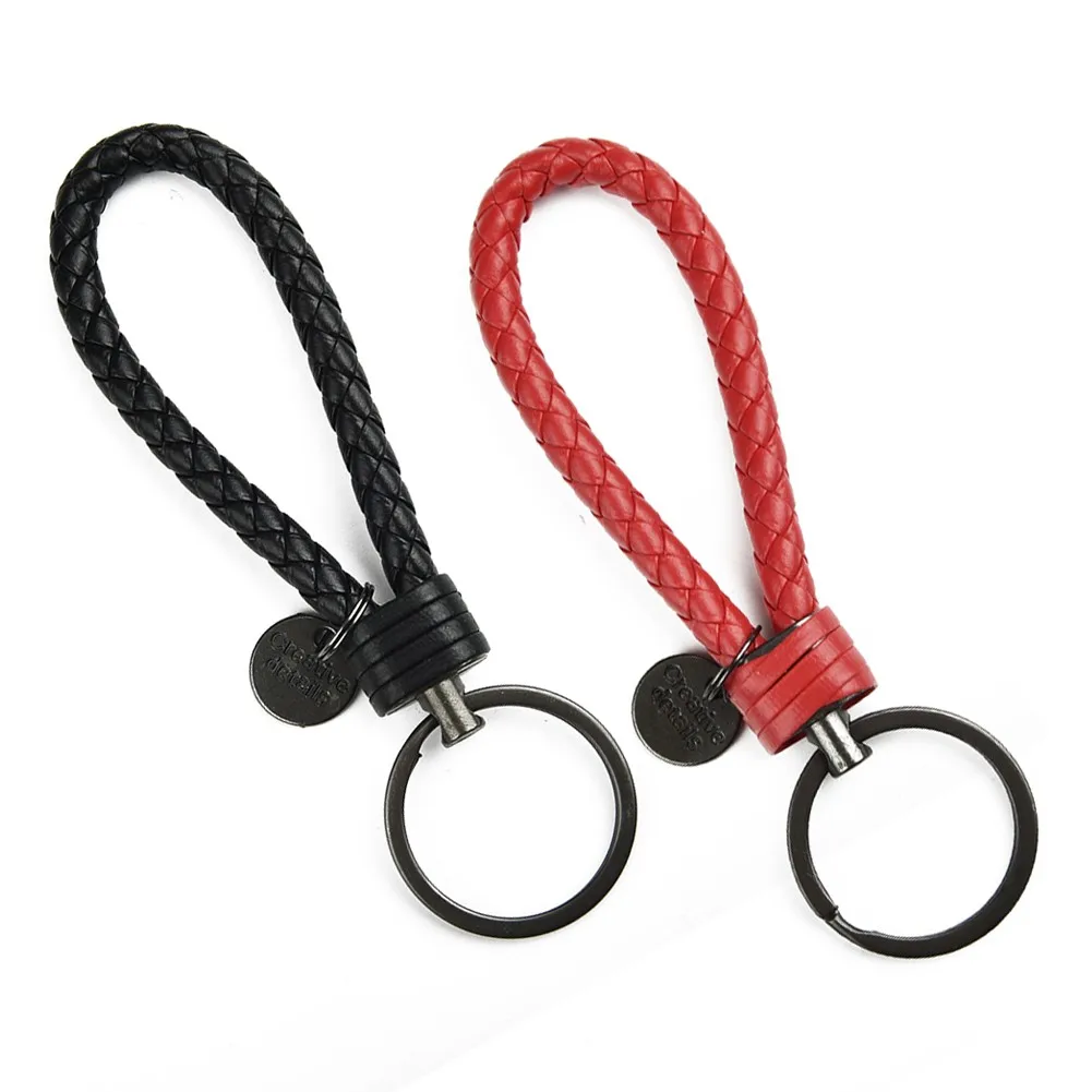 

1pcs Car Keychains Leather Straps Keys Ring Braided Ropes Keychain DIY Bags Pendants KeyRing Auto Vehicles Keys Chain Holders