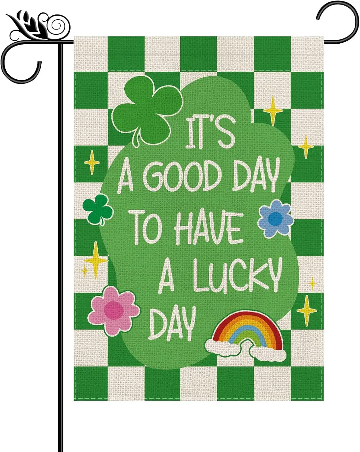 St Patricks Day Garden Flag IT'S A GOOD DAY TO HAVE A LUCKY DAY Shamrocks Clovers Vertical Double Sided Holiday