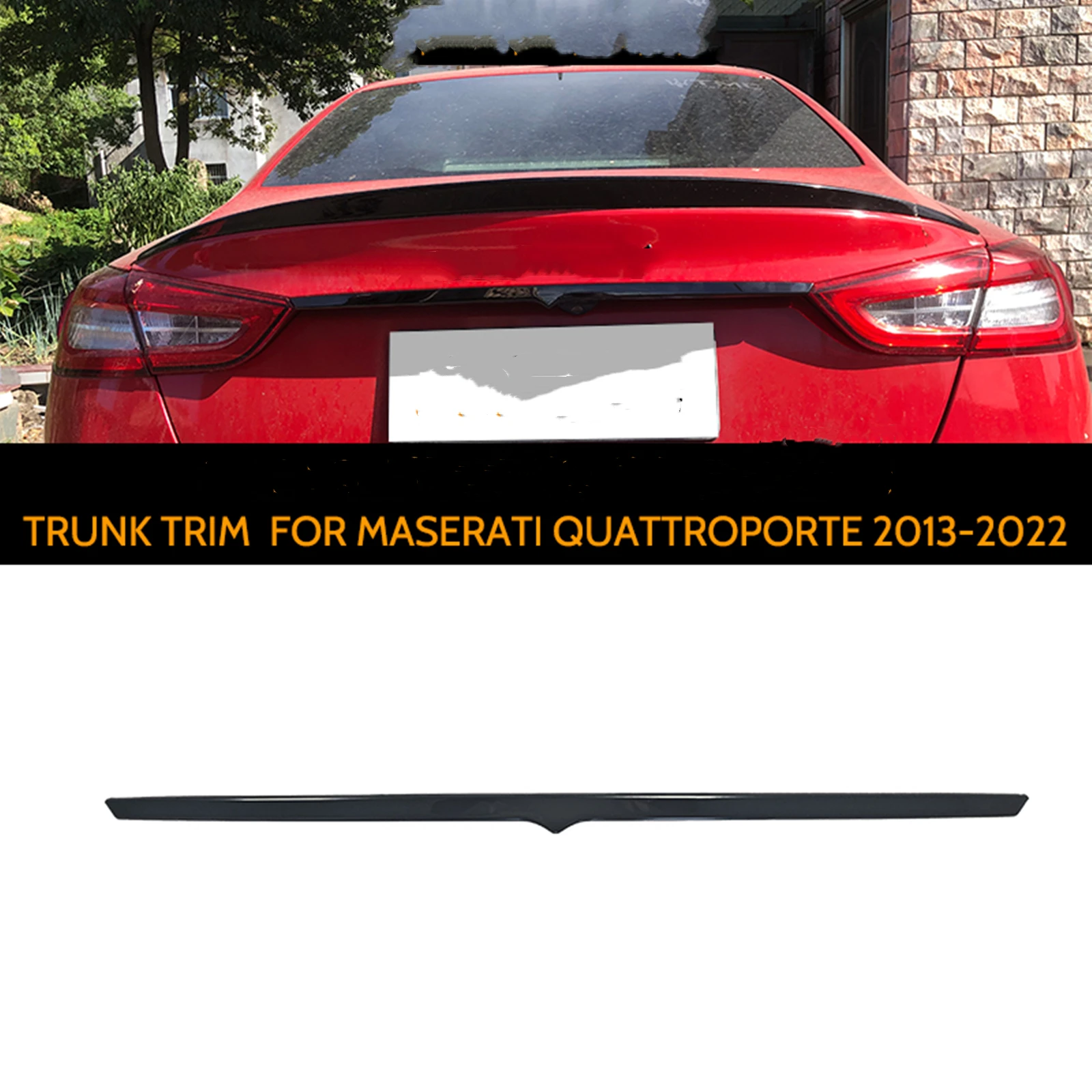 

For Maserati Quattroporte 2014-2022 Chrome Black Exterior Rear Tailgate Strip Trim Cover Trunk Lid Tail Spoiler Decorative