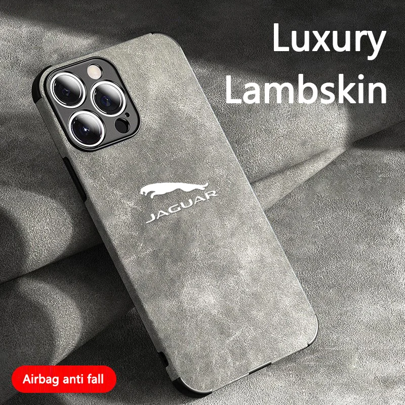 حافظة هاتف بشعار السيارة غطاء أسود ناعم لهاتف آيفون 16 برو 11 12 Mini 13 14 Pro 15 Pro Max 7 8 Plus XR XS MAX لملحقات جاكوار