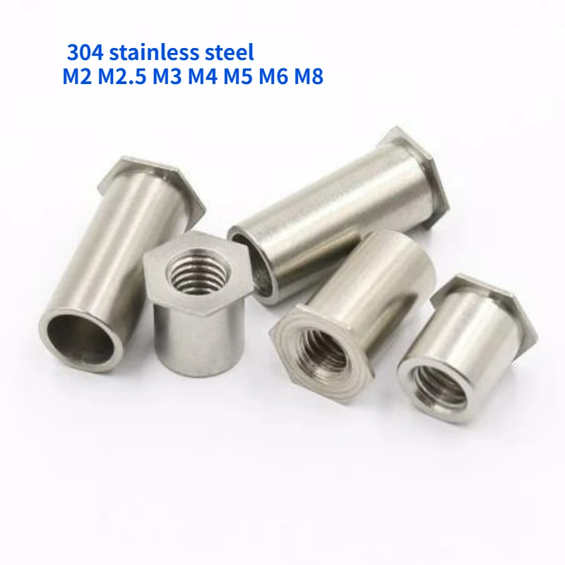 10/20/50pcs M2 M2.5 M3 M4 M5 M6 M8 304 Stainless Steel Through Hole Hexagonal Rivet Stud Rivet Nut Column Riveting Stud