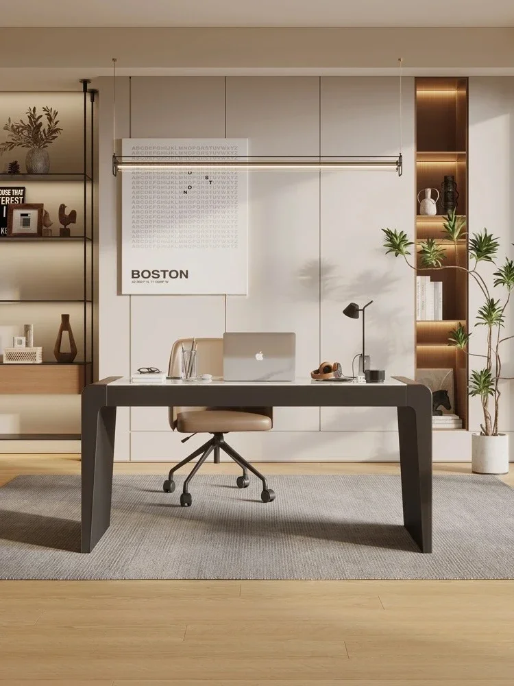 Italian slate desk saddle leather computer desk modern simple home study desk