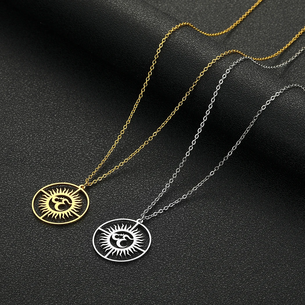 كينيتيال الهند تاميل أوم رمز مع ترايدنت قلادة قلادة من الفولاذ المقاوم للصدأ Om شيفا رمز اليوغا خمر تعويذة المجوهرات