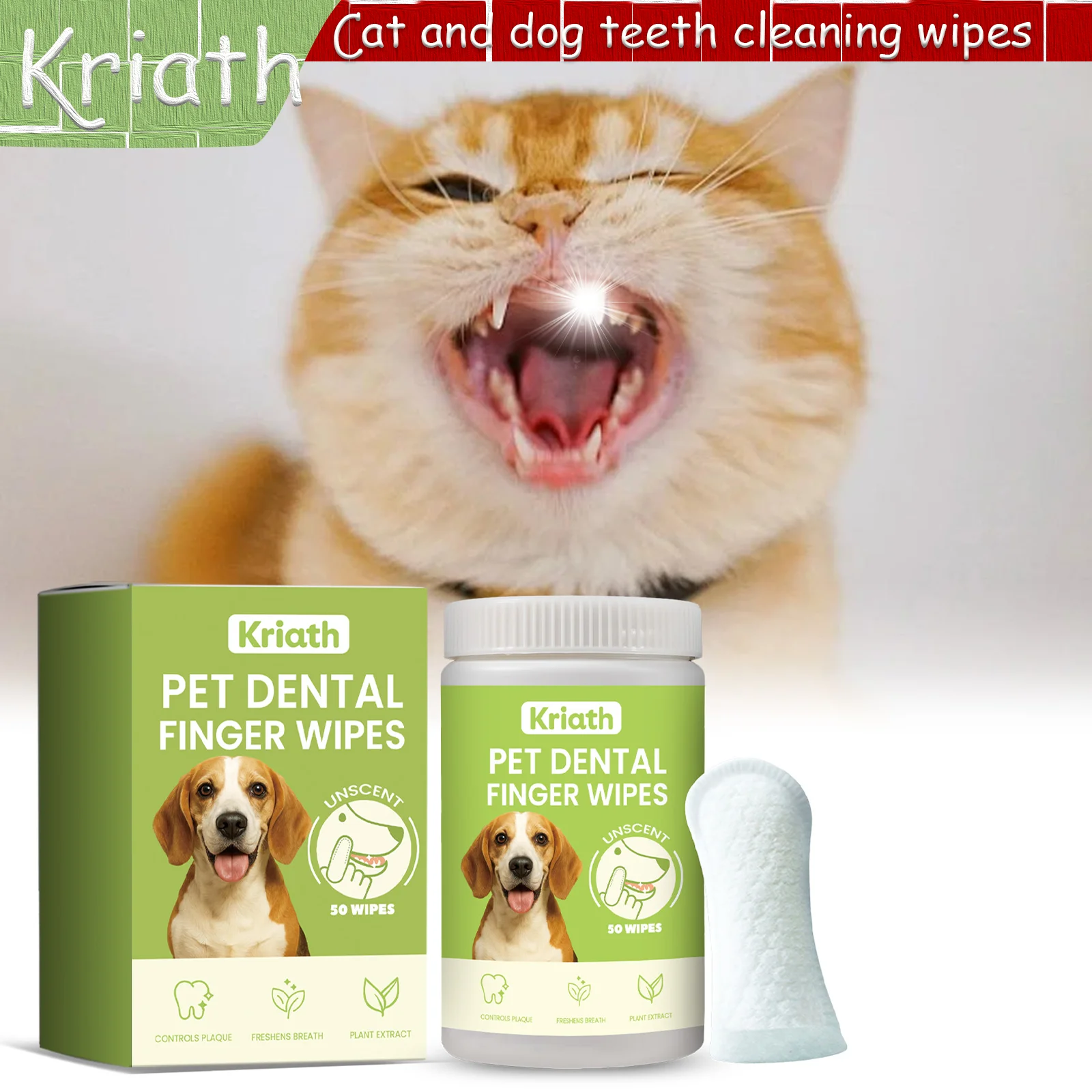 

Kriath Pet Dental Finger Wipes Remove Food Residues From Pets’ Teeth Adapt to Pets’ Daily Cleaning Cooperation
