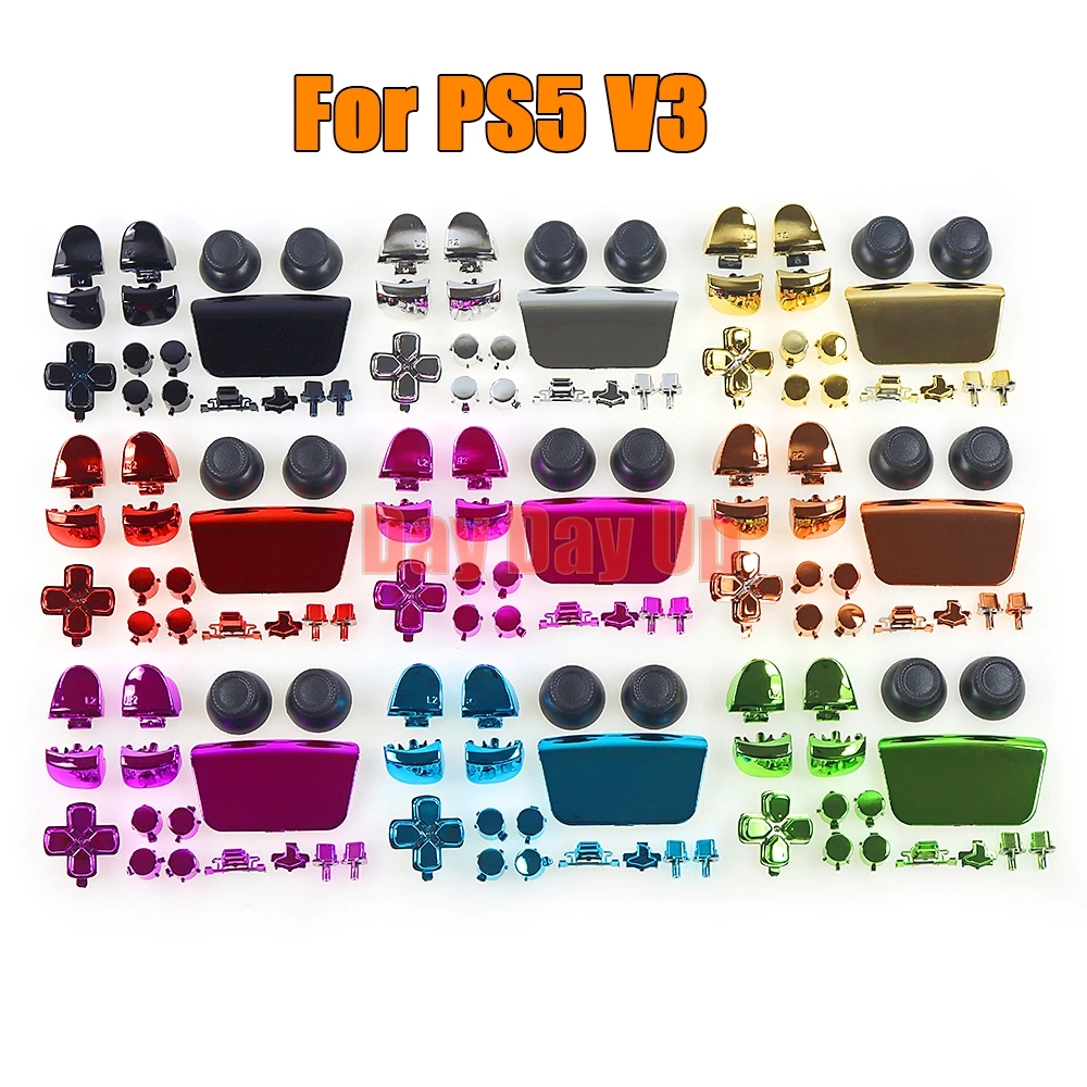 1 Juego de carcasa cromada para llave de Joystick, tapa para PS5 V3 V3.0 BDM-030 ABXY L1 L2 R1 R2, controlador de manija de botón