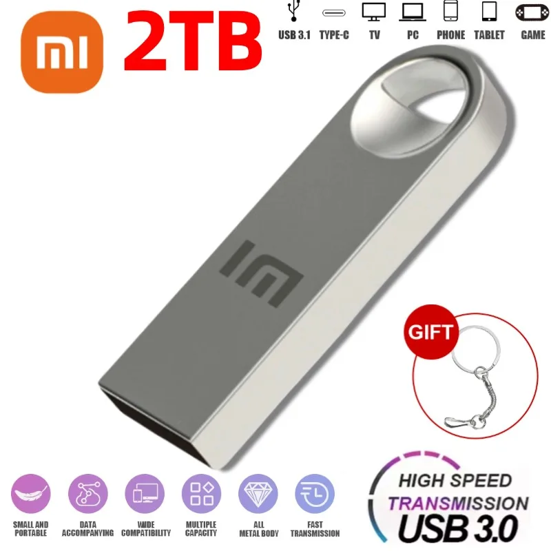 Xiaomi 2 TB Metall-Stick, Hochgeschwindigkeits-USB-3.0-Flash-Laufwerke, 512 GB, 256 GB, tragbares USB-Laufwerk, wasserdichte Memoria-USB-Flash-Disk