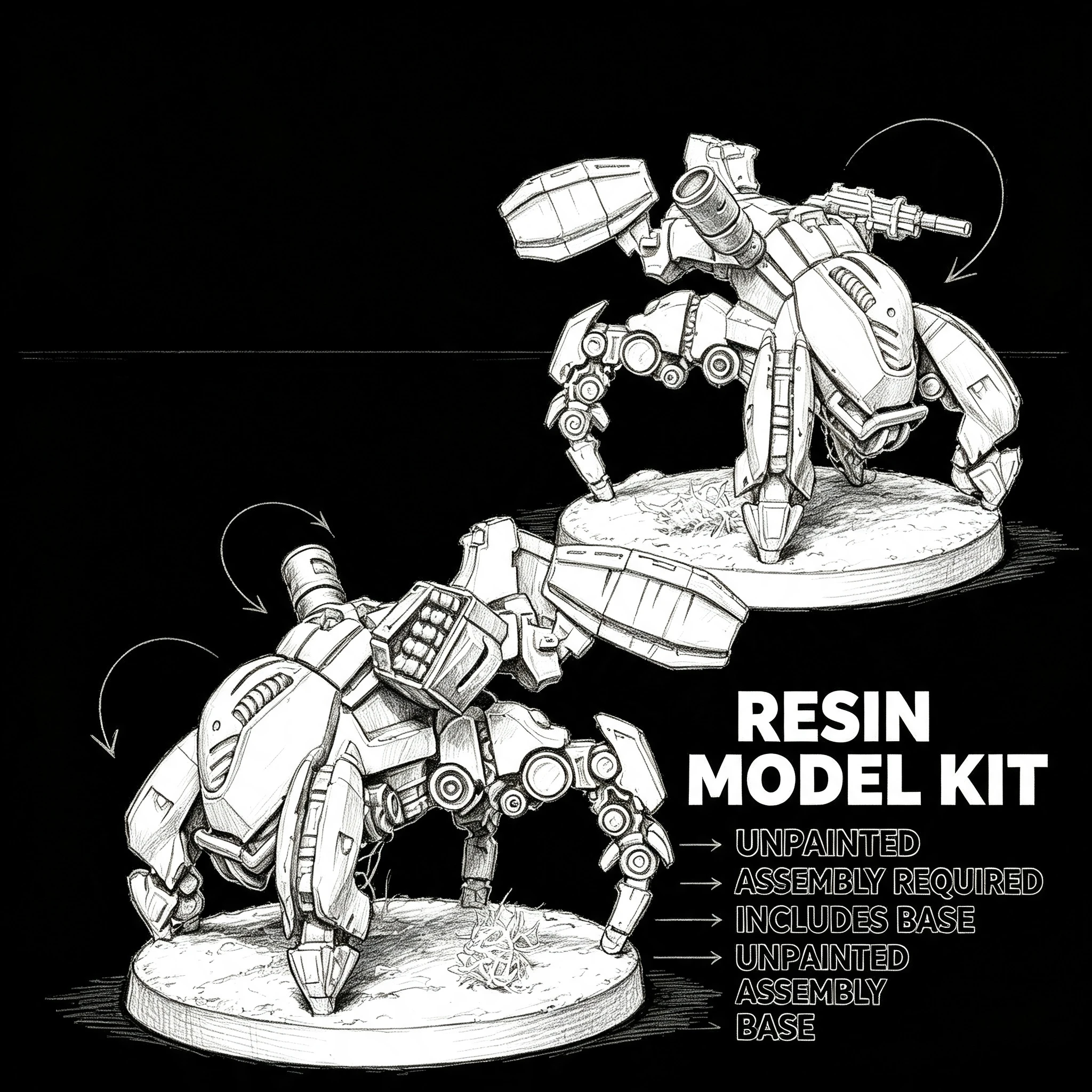 Haqqislam RemotesPack,Unpainted Die-casting Resin Model Kit, Including Base