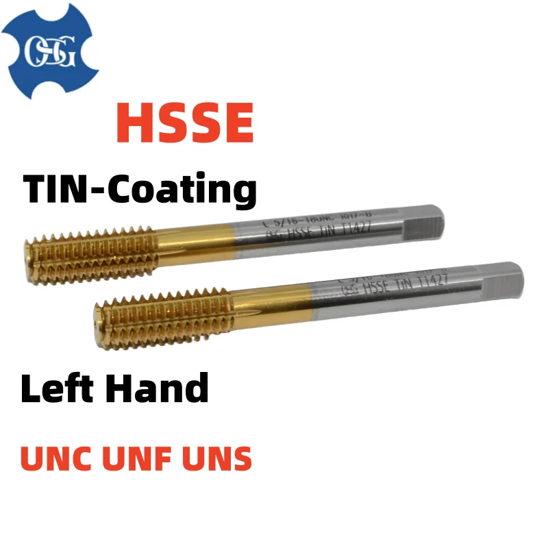 

1PCS HSSE Left Hand American With Tin Forming Tap UNC UNF 10-32L 0-24L 1/4-28L /4-20L 5/16-18L 3/8-16L Machine Screw Thread Taps