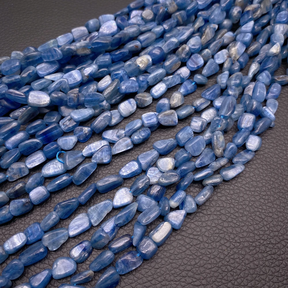 5 brins de perles en kyanite bleue polie de 6x10 mm, forme libre, brin de 15,8 pouces