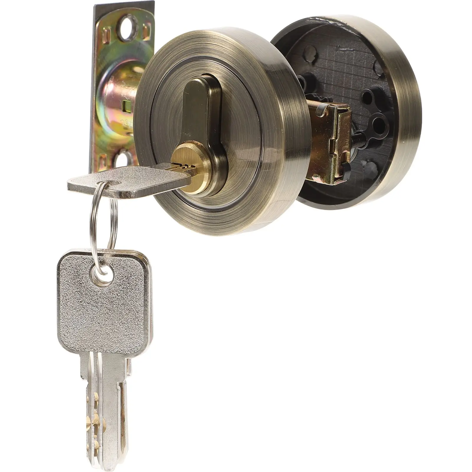 

Circular Lock Zinc Alloy Single Cylinder Deadbolt Keyed Both Sides Bedroom Bathroom Entry Hidden Bolt Door Locks For Front Door