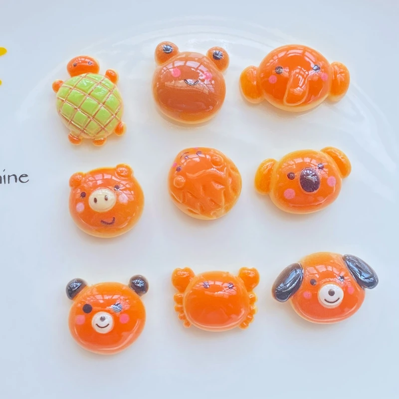 8Pcs New Cute Resin Biscuit Animal Flat Back Cabochon Scrapbooking Hair Bow Center Embellishments DIY Accessories