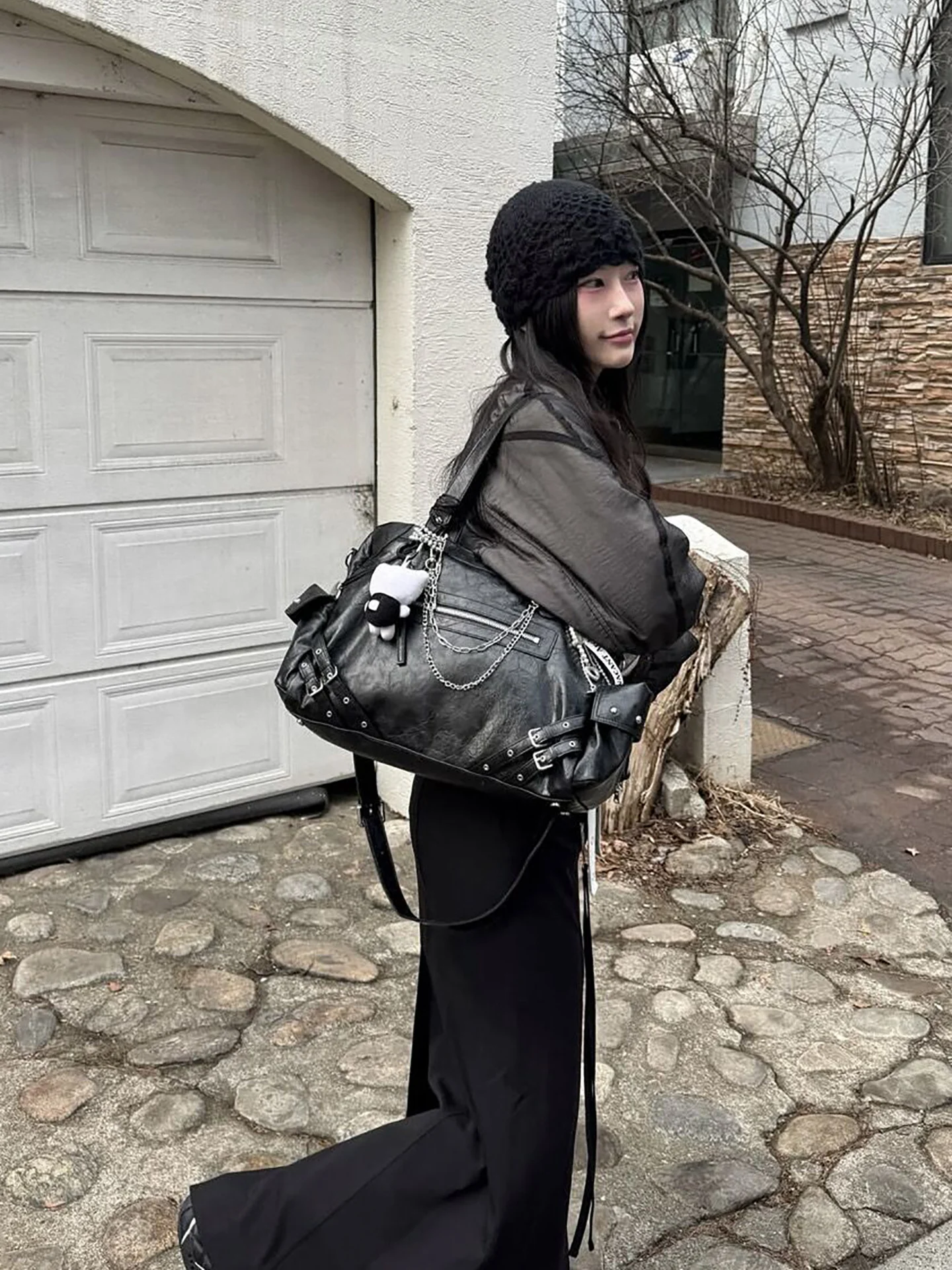 

Street Sle Motorcycle Bag Women's Large Capaci Single oulder Underarm Crossbody Bag Faionable Trendy Design Handbag