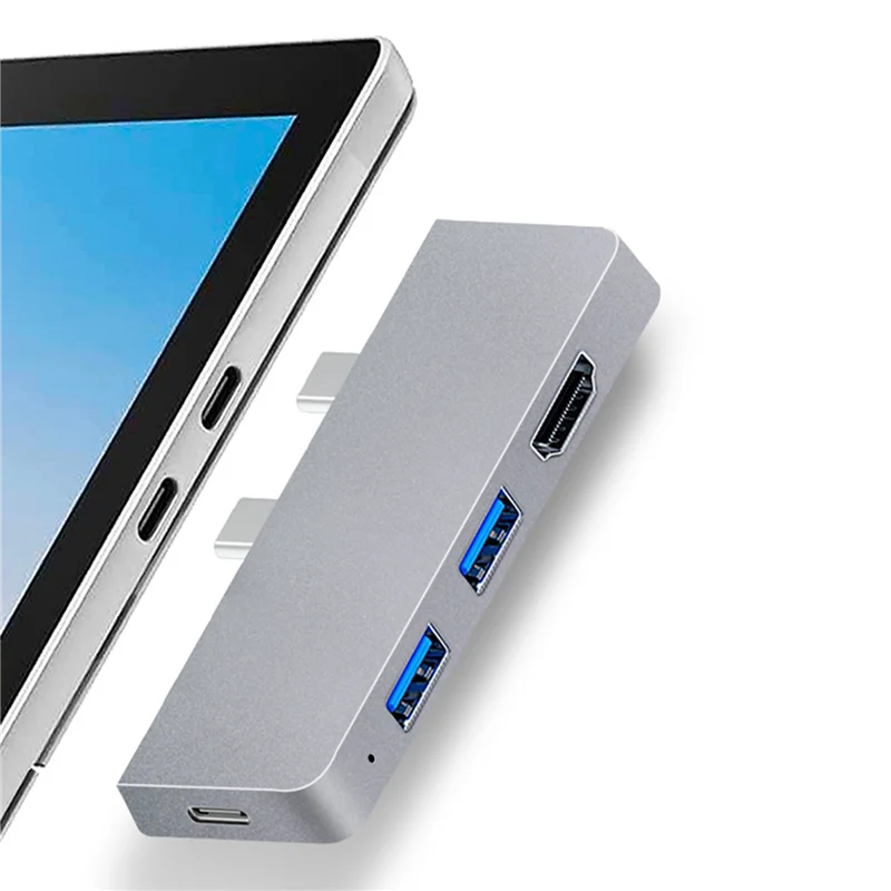 

2X For Surface Pro 8 USB C Hub, 4K -Compatible Adapter+2 USB 3.0 Reader SD/TF Card Reader Adapter For Surface Pro 8