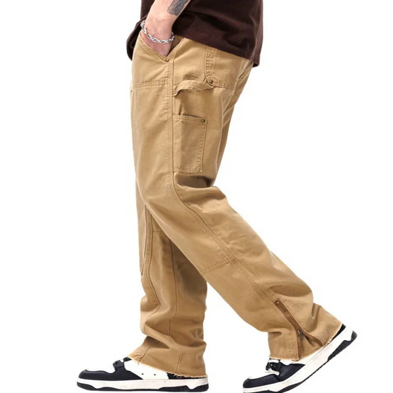 ล้างกางเกงคาร์โก้สไตล์อเมริกันกางเกงยีนส์ High Street กางเกงคาวบอยวินเทจ