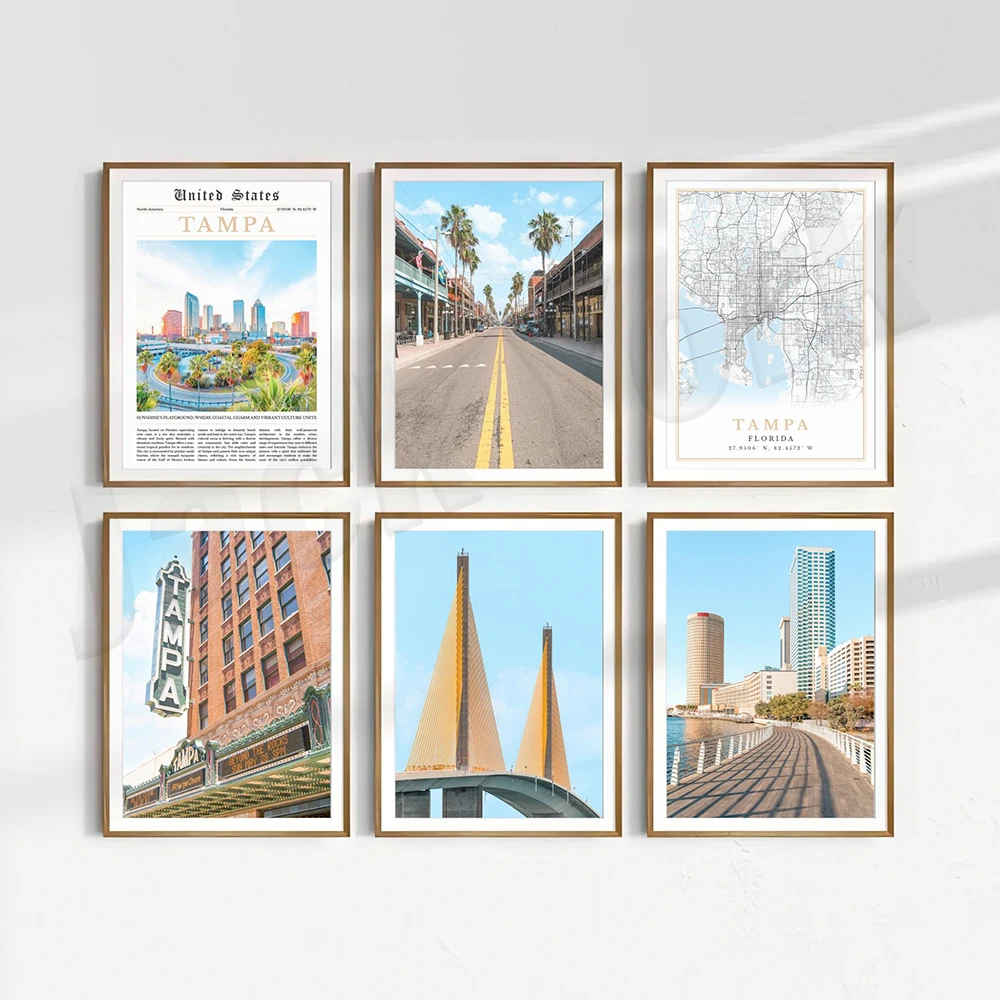 

Tampa Florida Print, Tampa Map Art, Tampa Florida Poster, Tampa Art Photography Travel Poster Print for Home Wall Decor