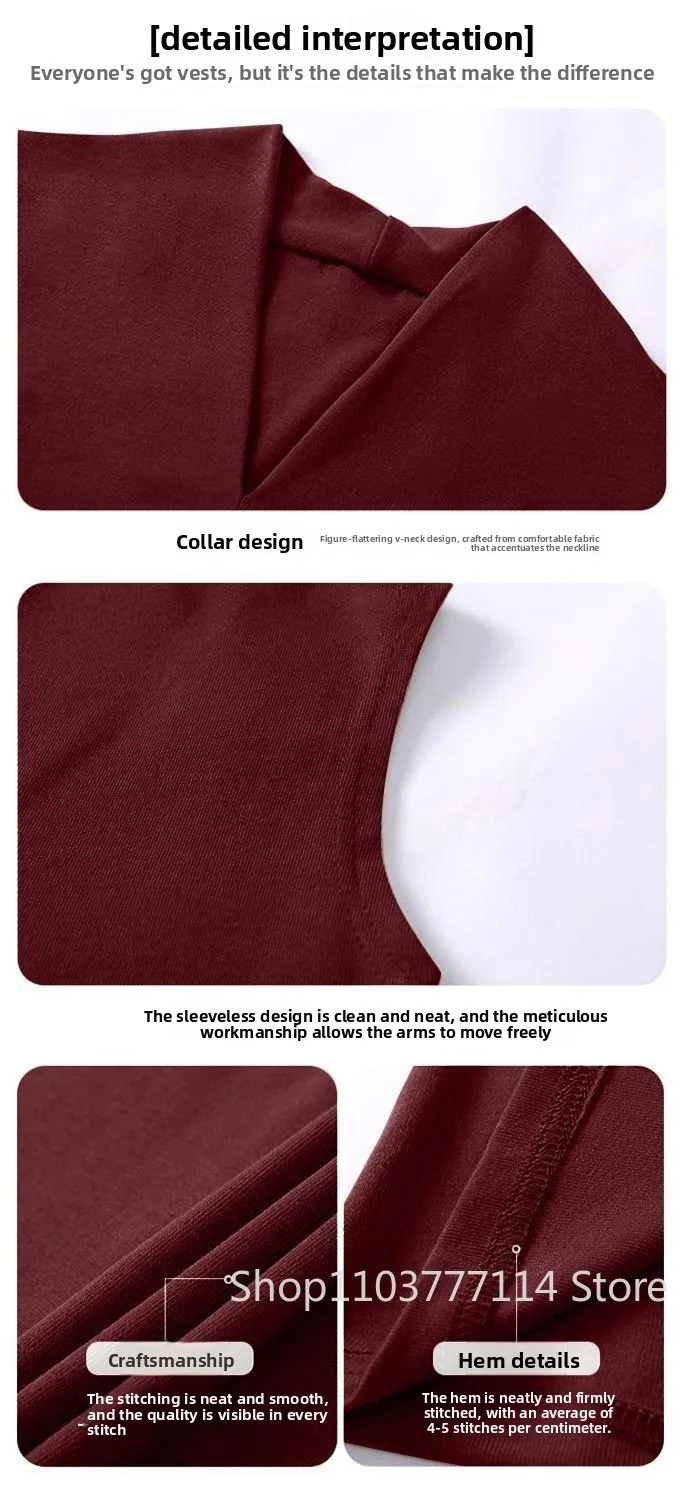 Sommer Damen V-Ausschnitt Ärmellose Weste Slim Fit Oberbekleidung für Mädchen Einfarbig Sexy Modisch, Lässig, Atmungsaktives Basis-T-Shirt – Detail 3
