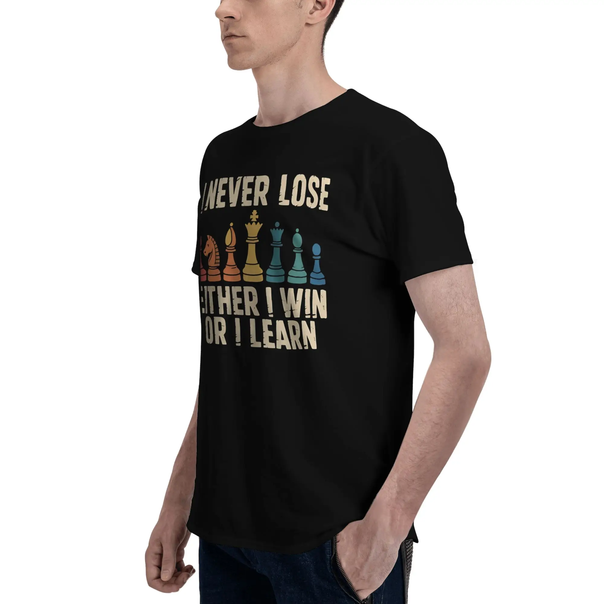 Chess Player Board Game I Never Lose Either Win or Learn Tee Shirt for Men Women Gift Idea T Shirts  Cotton Clothing view 4