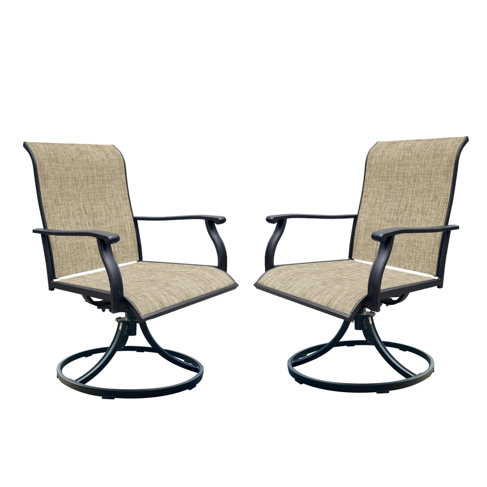 

YQXH Swivel Dining Chairs Set of 2, Outdoor Swivel Breathable Textilene Patio Chairs Lawn Chairs for Front Porch Backyard Deck