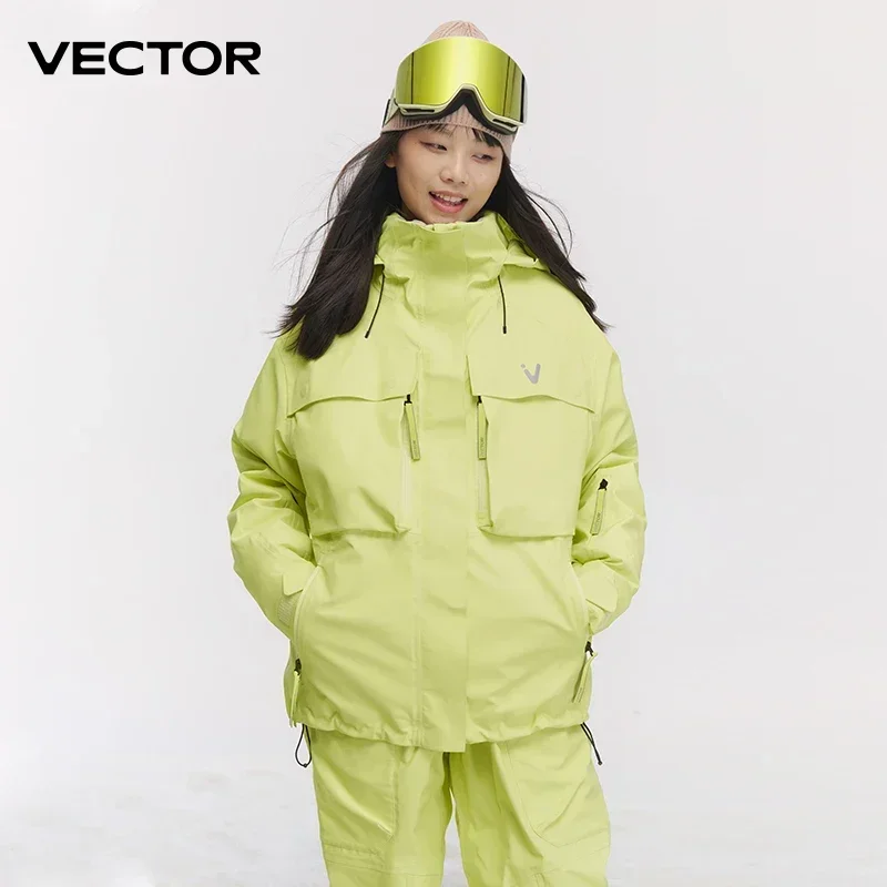 VECTOR-ropa de esquí para mujer y hombre, suéter con capucha, ropa de tendencia reflectante, traje de equipo de esquí grueso y impermeable para mujer