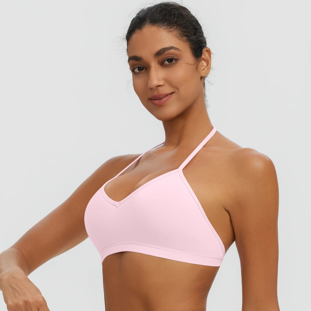 Damen-Sommer-Tanktops, einfarbig, mit Raffung, Yoga-BH, sexy, schöner Rücken, dünne Schulterträger, Sport-BH, Fitness-BH, Lauf-BH – Detail 19