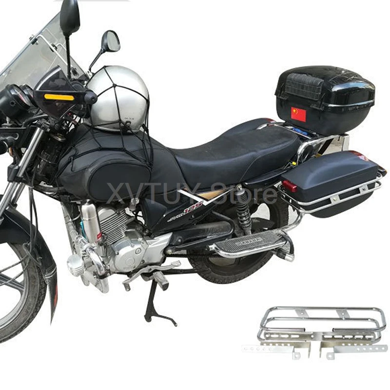 Untuk Honda Suzuki Tas Sadel Universal Sepeda Motor Tangki Bagasi Casing Keras Tas Peralatan Ekor Tahan Air Sepeda Motor dengan Lampu