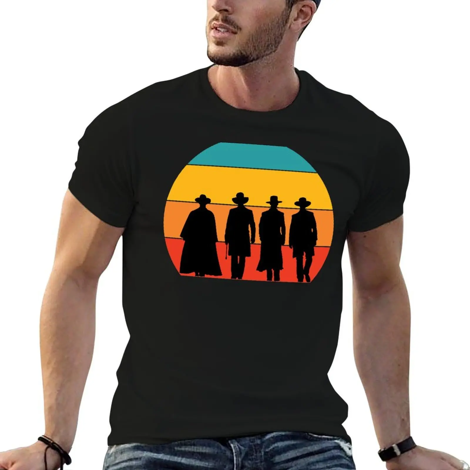 

Tombstone Silhouette Retro Sunset T-Shirt man t shirt designer t shirts for man pack white T-Shirt