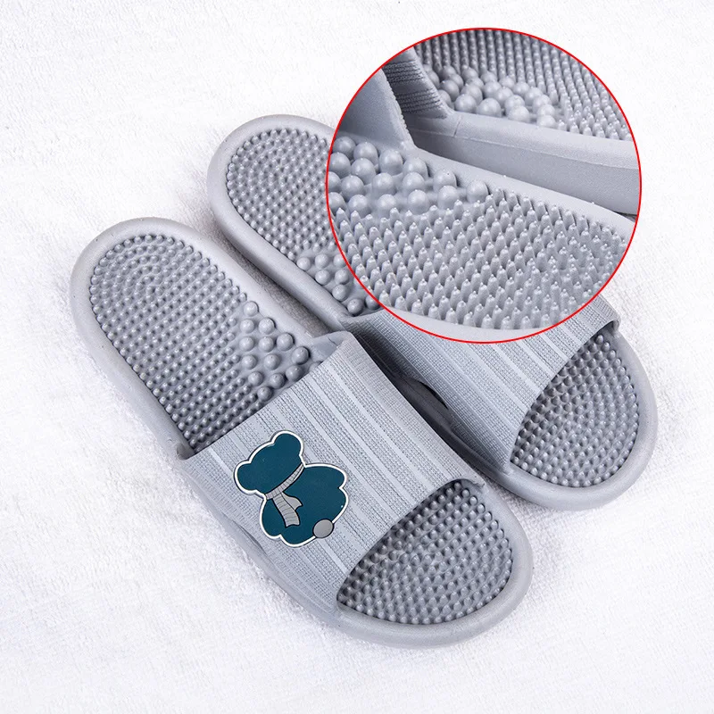 Indoor Foot Massage Slippers for Men Wear-resistant Anti Skid Bathroom Slippers Soft Elastic Comfortable Home Couple Sandals