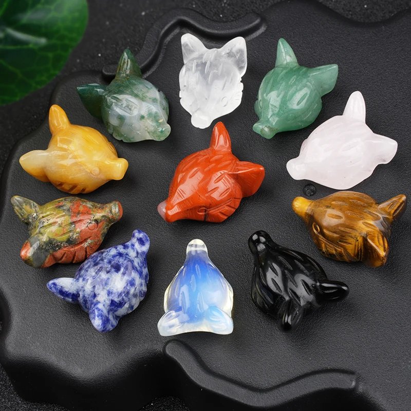 اليدوية مشتهى الأصفر اليشم الثعلب رئيس شكل الأحجار الكريمة جيب كريستال الحيوان قلادة حلية هدية هالوين الديكور 1.0 بوصة #6