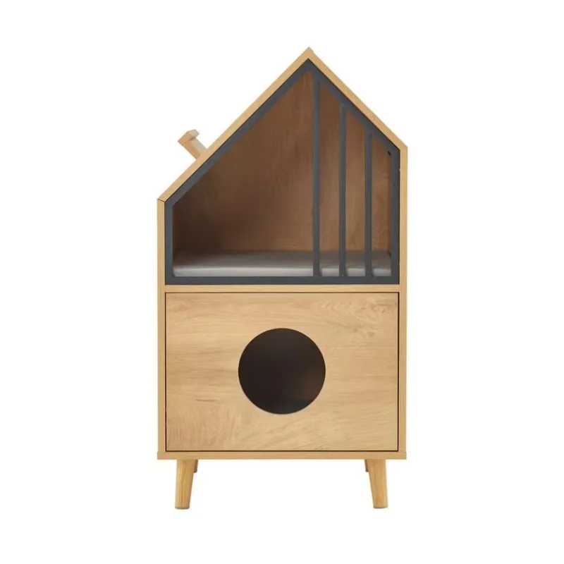 

Spacious wooden pet house, suitable for large and small pet insulation walls, natural wood veneer sloping roof and weatherproof