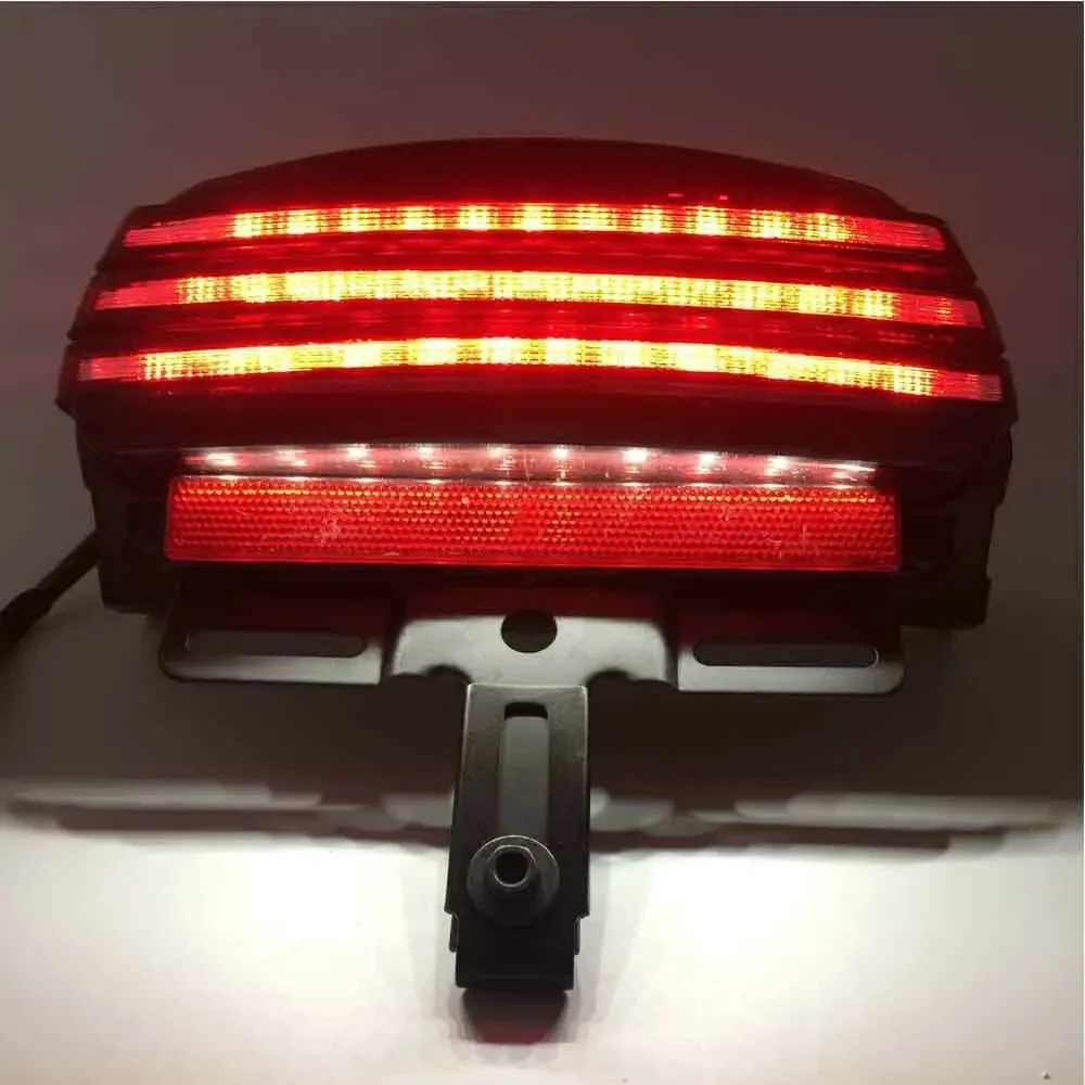 Custom Motorcycle Tri-Bar LED Rear Tail Brake Fender Tip Light For Harley Touring FXST FXSTB FXSTC FXSTS FLSTSB