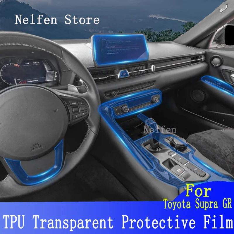 

For Toyota Supra GR 2020-2023 Car Center Console Gear Panel Screen TPU Car Interior Protective Film Anti-Scratch Repair Sticker