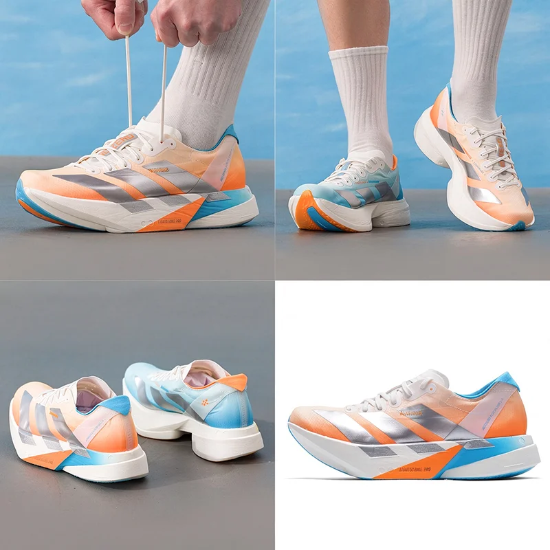 Adidas KH6360 Men Women Running Shoes White Orange Blue Silver Mesh Lightweight Sneakers