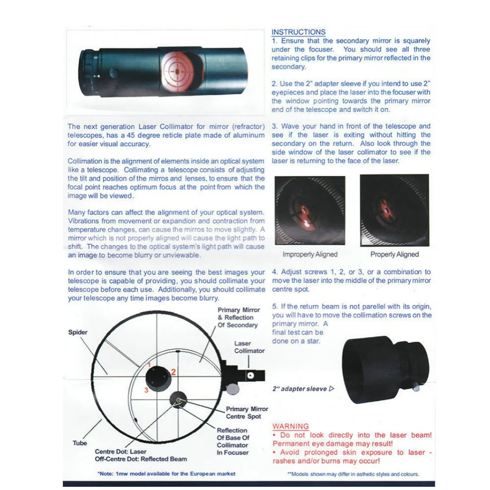 【Supernew】1.25 Inch Telescope Collimator 2 Inch Calibrator Counter Adapter Reflector Collimator For Newtonian Telescope Adapt